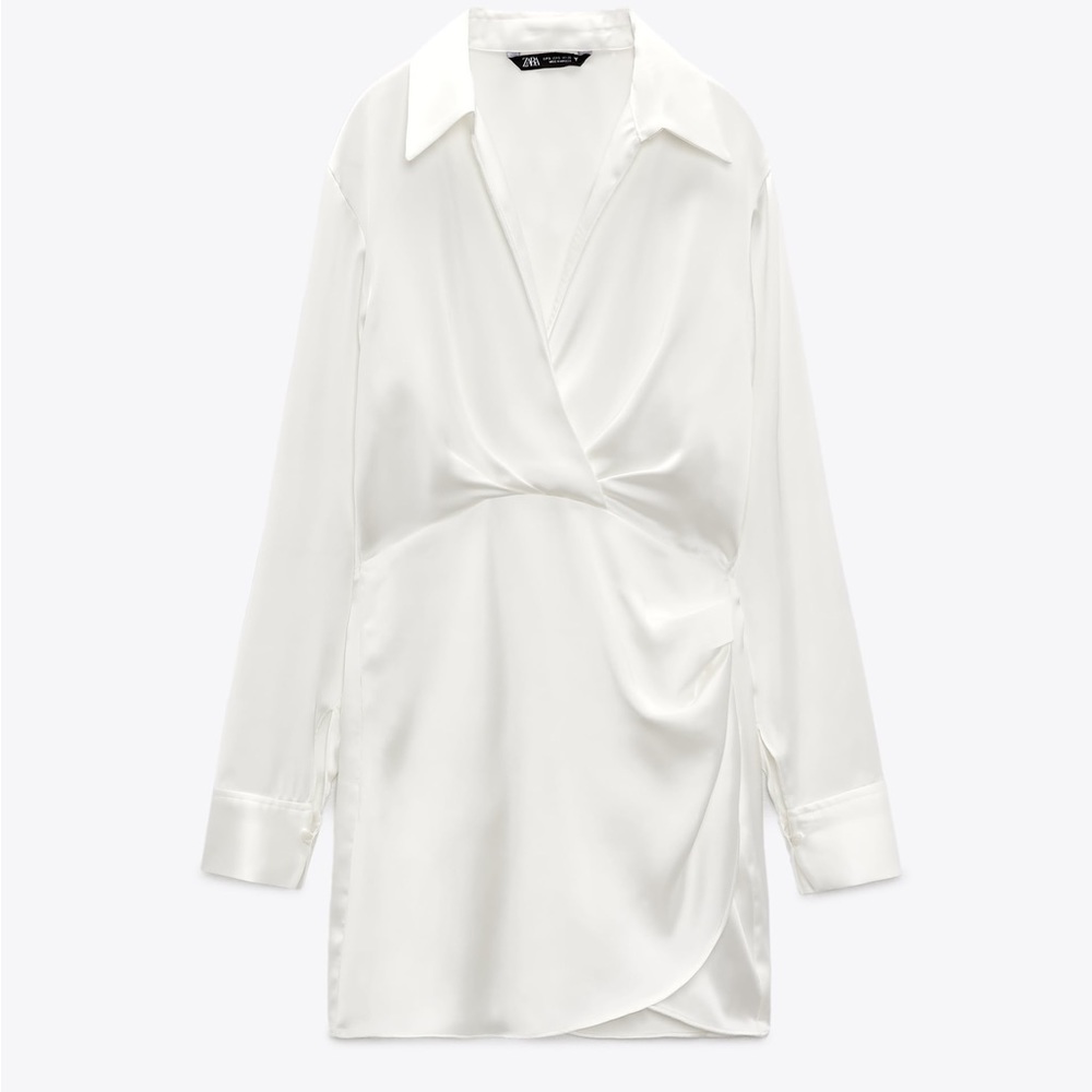 NWT Zara white satin effect dress size M